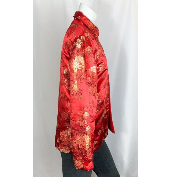 VINTAGE R & K Evening Red Silk Embroidered “Smoking Jacket" - Picture 2 of 7
